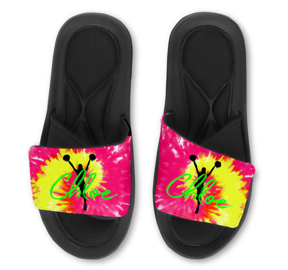 Cheerleader Tie Dye Custom Slides / Sandals - Choose your Background!