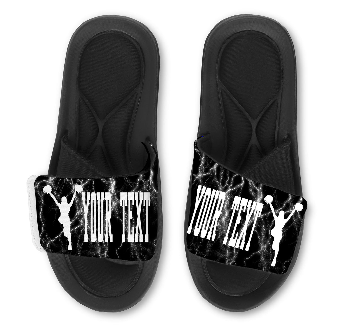 Cheerleader Custom Slides / Sandals with Lightning Design