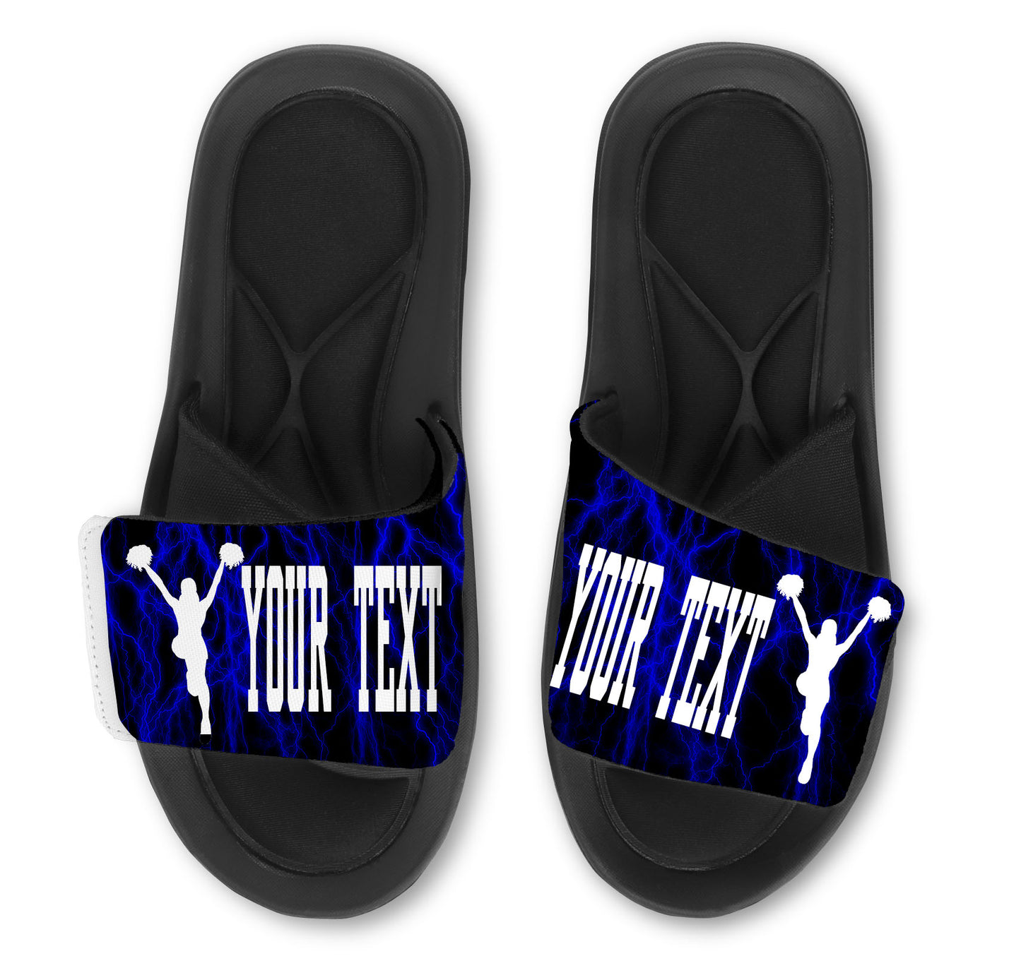 Cheerleader Custom Slides / Sandals with Lightning Design