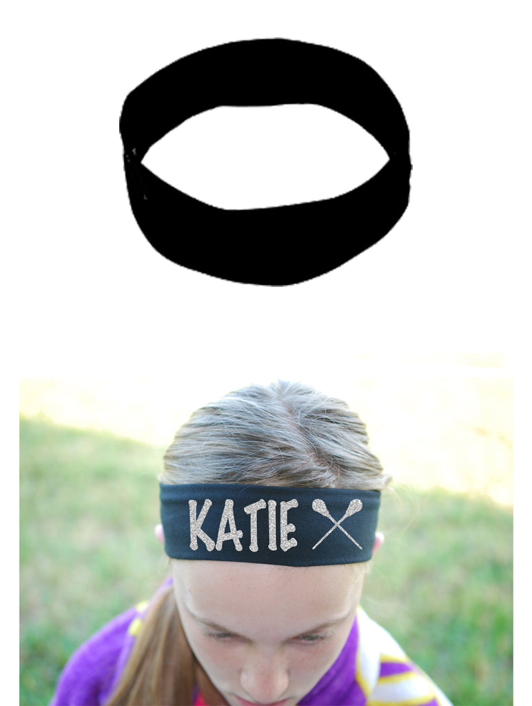 Custom Lacrosse Headband (Cotton/Lycra) Sparkle Letters! Violet