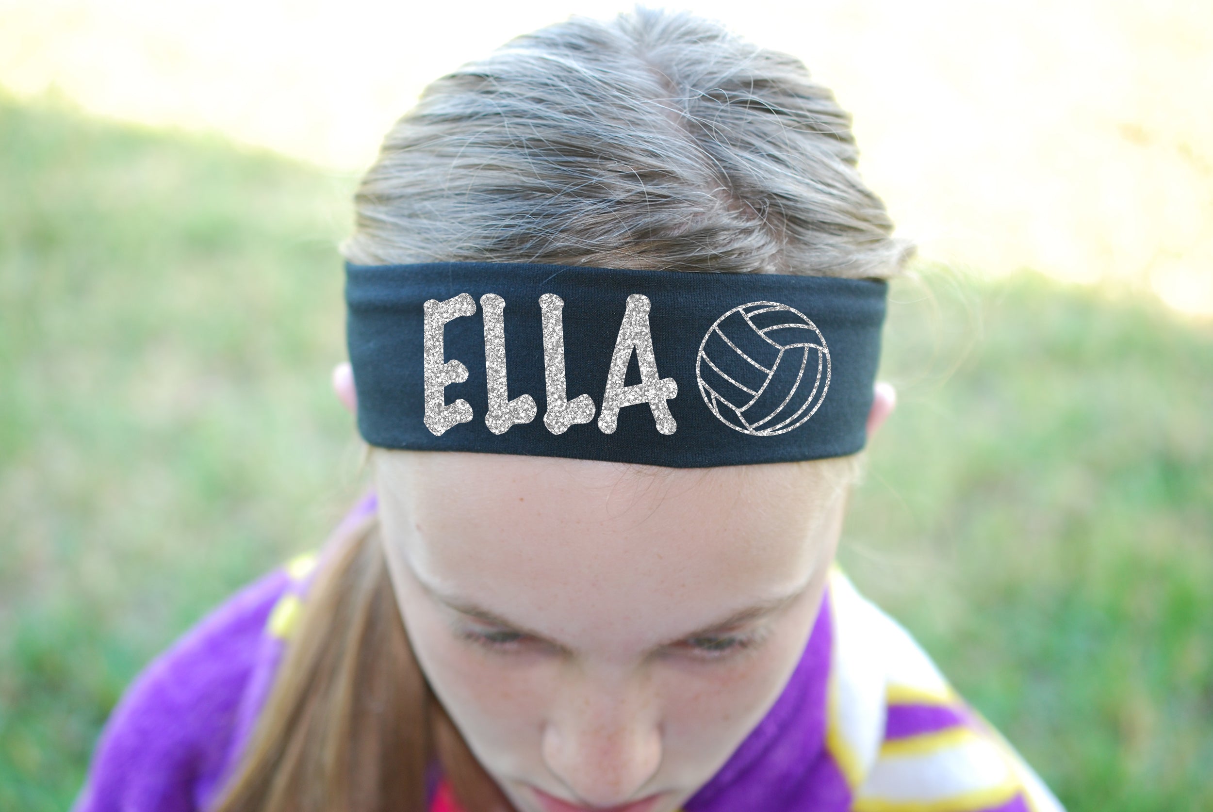 Custom Volleyball Headband (Cotton/Lycra) - Sparkle Letters!