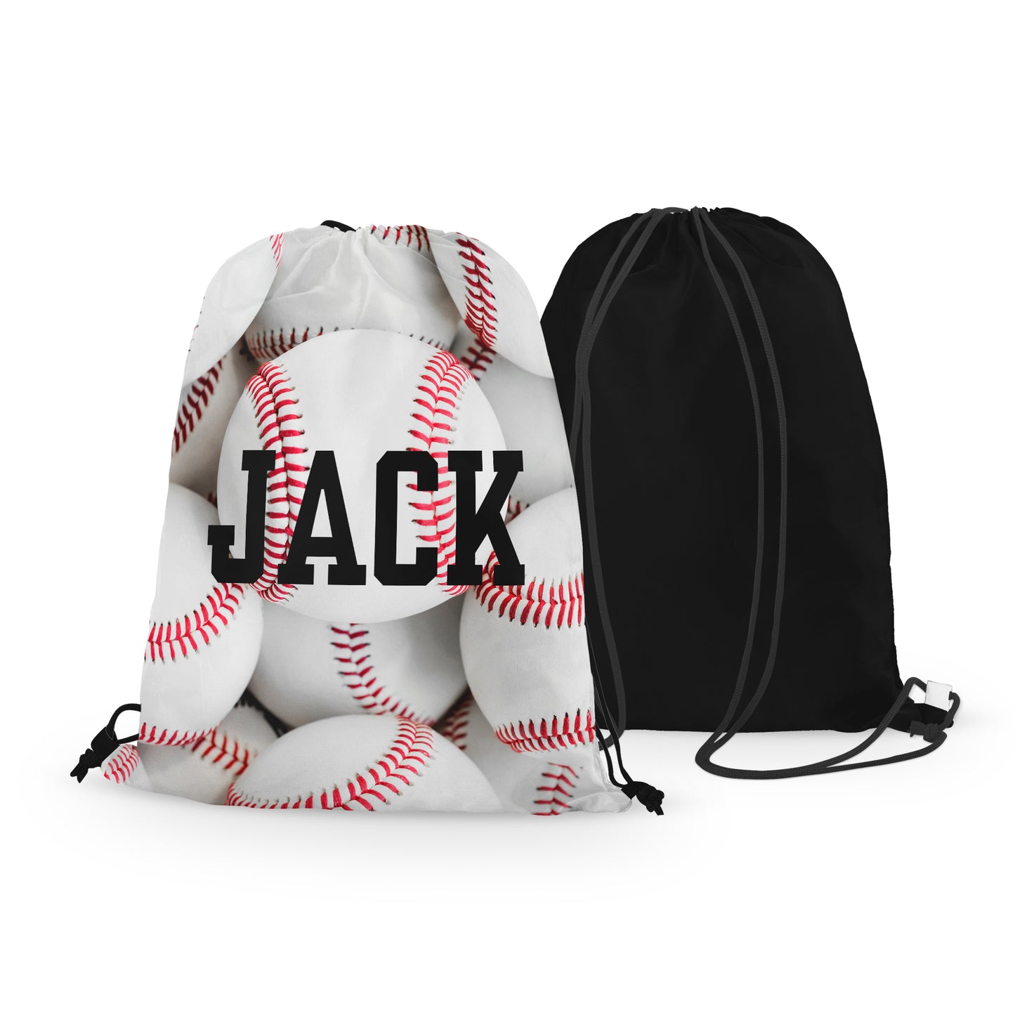 Personalized Baseball Drawstring Bag - Full Baseballs