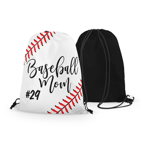 Personalized Baseball MOM Drawstring Bag