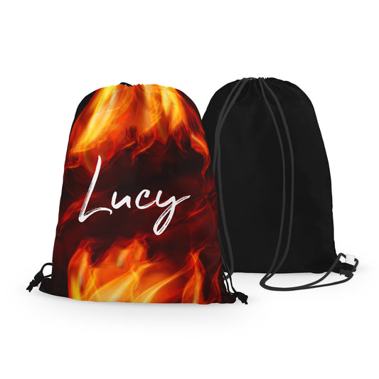 Personalized Flames Lights Drawstring Bag