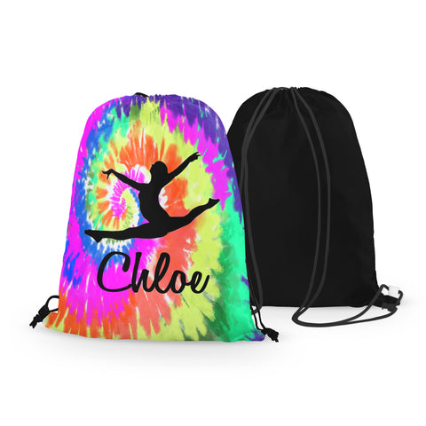 Personalized Gymnast Drawstring Bag, Custom Gymnast Leaping Beam Drawstring Backpack Bag