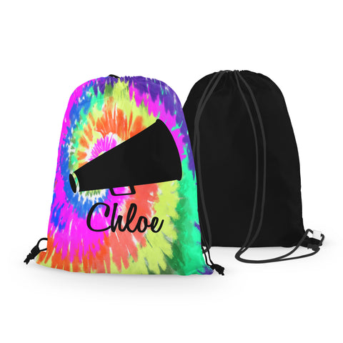 Personalized Cheer Drawstring Bag, Custom Cheer Megaphone Drawstring Backpack Bag