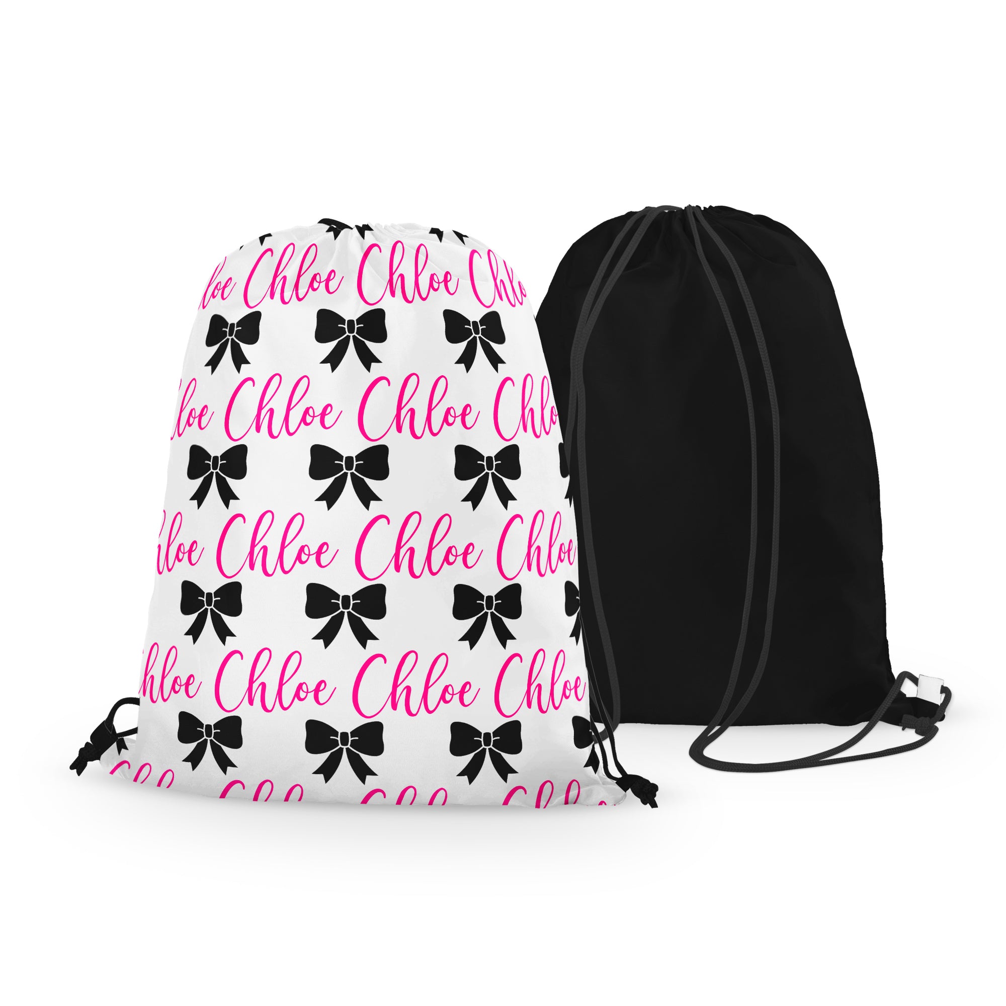 Personalized Cheer Bows Drawstring Bag with Name