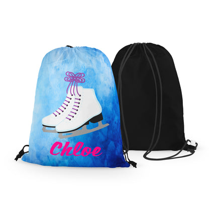 Personalized Figure Skates Drawstring Bag