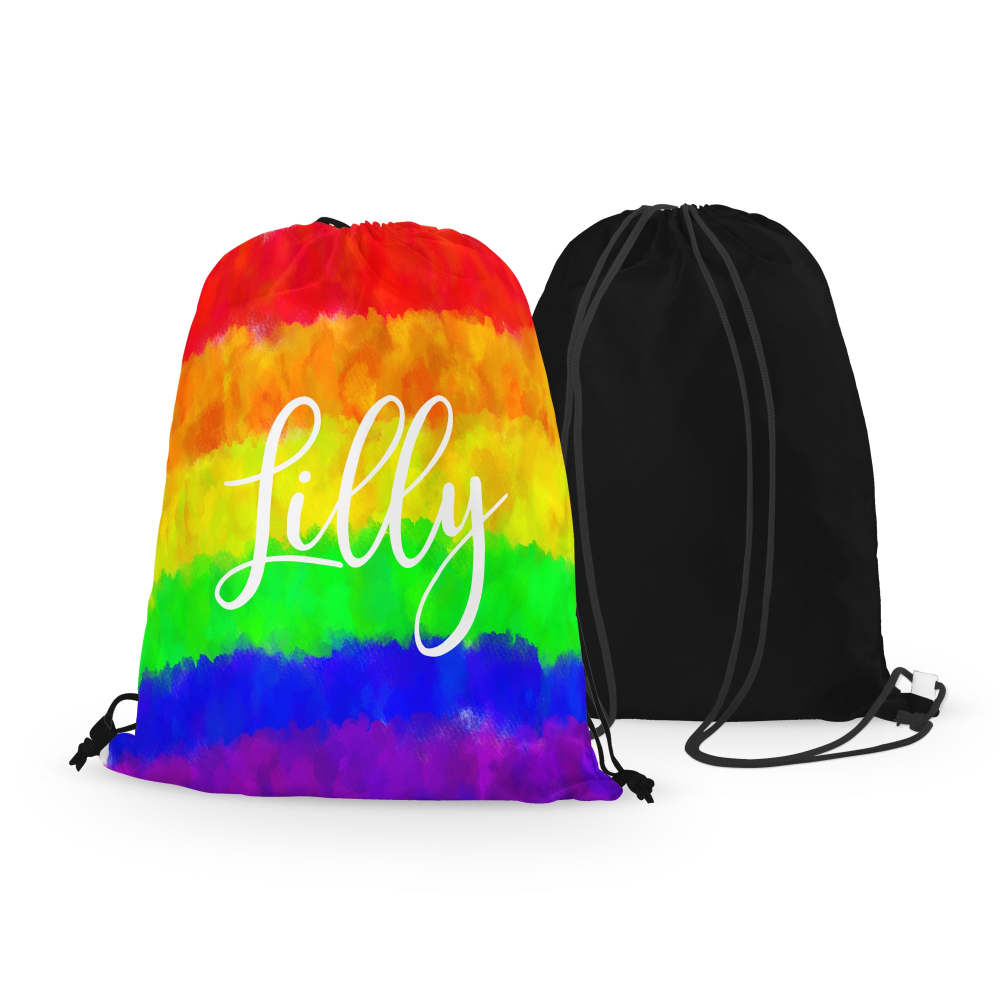Personalized Rainbow Drawstring Bag