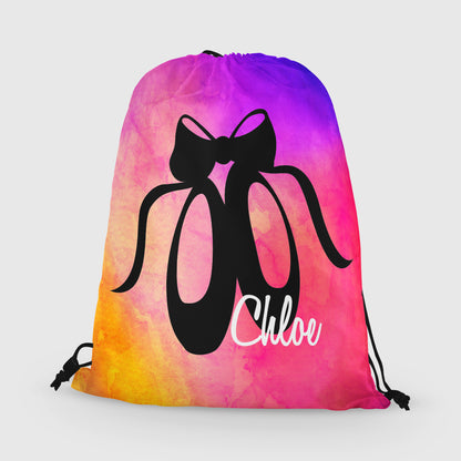 Personalized Ballet Drawstring Bag, Custom Dancer Drawstring Backpack Bag