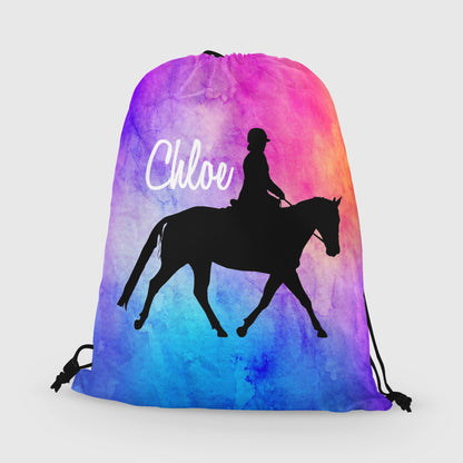 Personalized Horse Drawstring Bag, Custom Horse Drawstring Backpack Bag