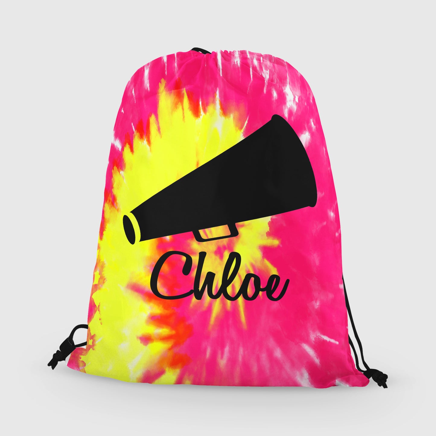 Personalized Cheer Drawstring Bag, Custom Cheer Megaphone Drawstring Backpack Bag