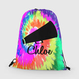 Personalized Cheer Drawstring Bag, Custom Cheer Megaphone Drawstring Backpack Bag