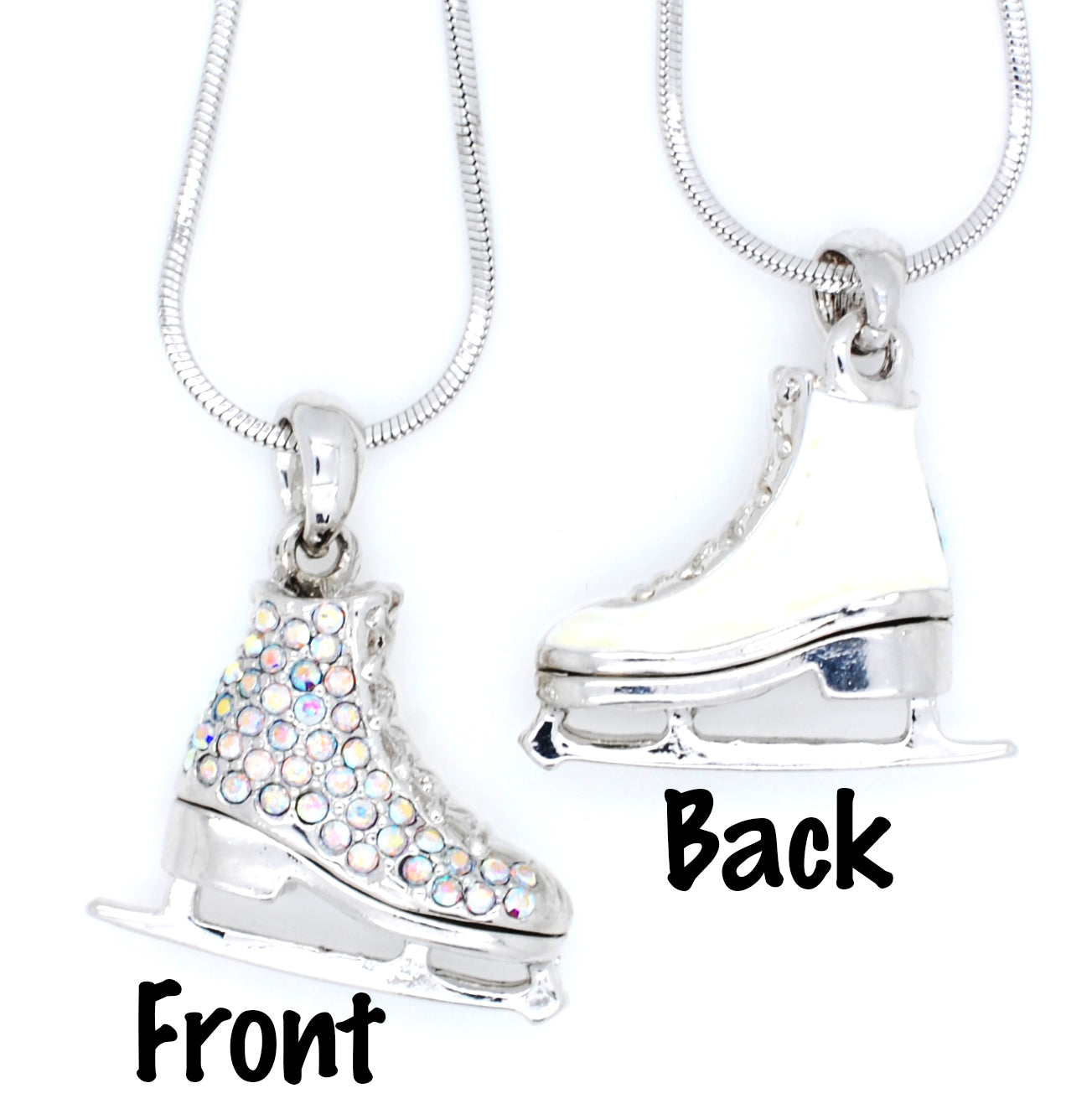 Deluxe Figure Skate Necklace - Enamel/Crystal