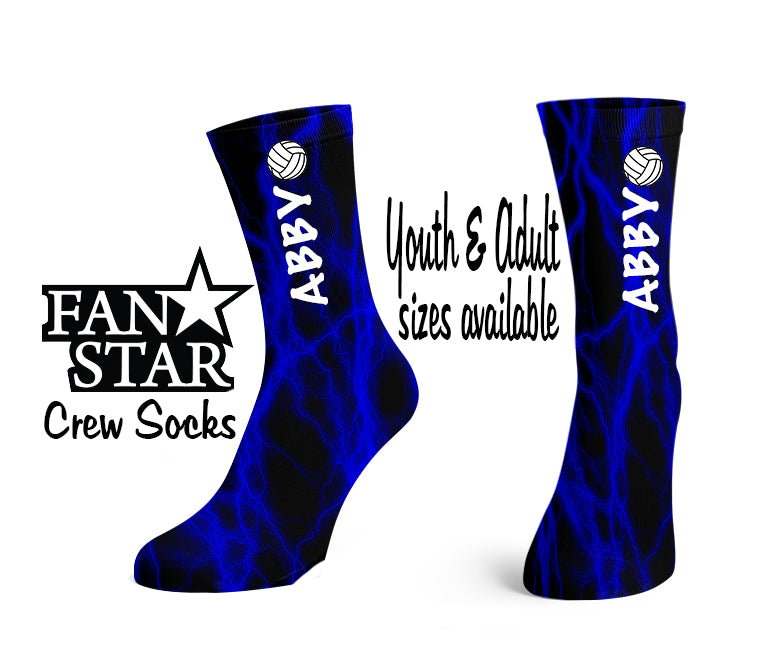 Personalized Lightning Volleyball Crew Socks