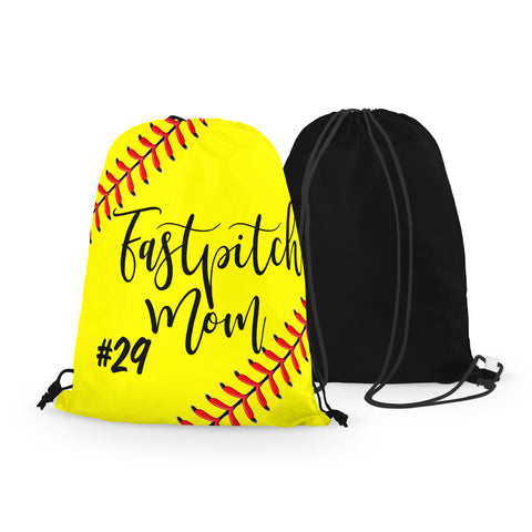 Personalized Fastpitch MOM Drawstring Bag