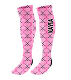 Personalized Field Hockey Breast Cancer Awareness Ribbon Knee High Socks