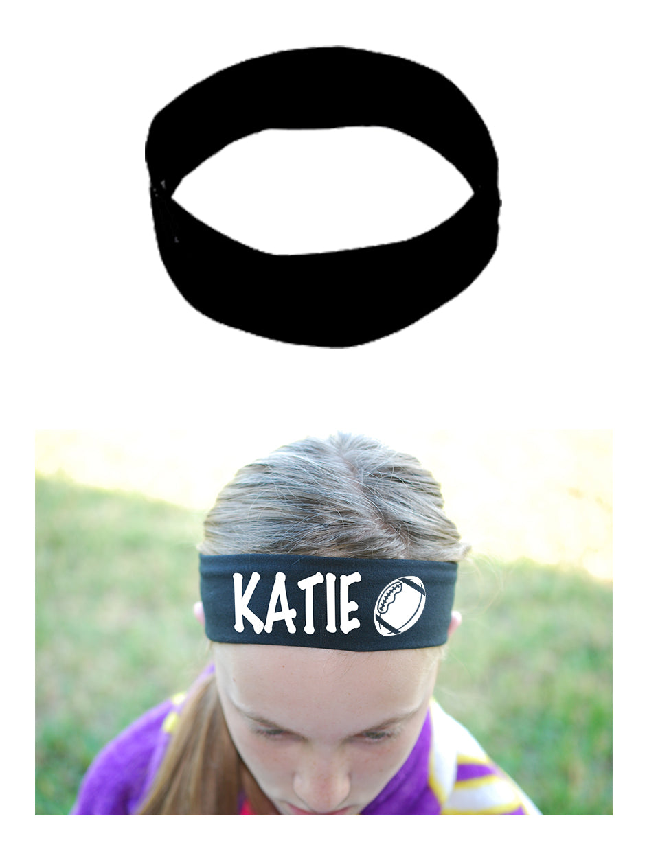 Custom FOOTBALL Cotton Headband - Flat (Non Sparkle) Letters!
