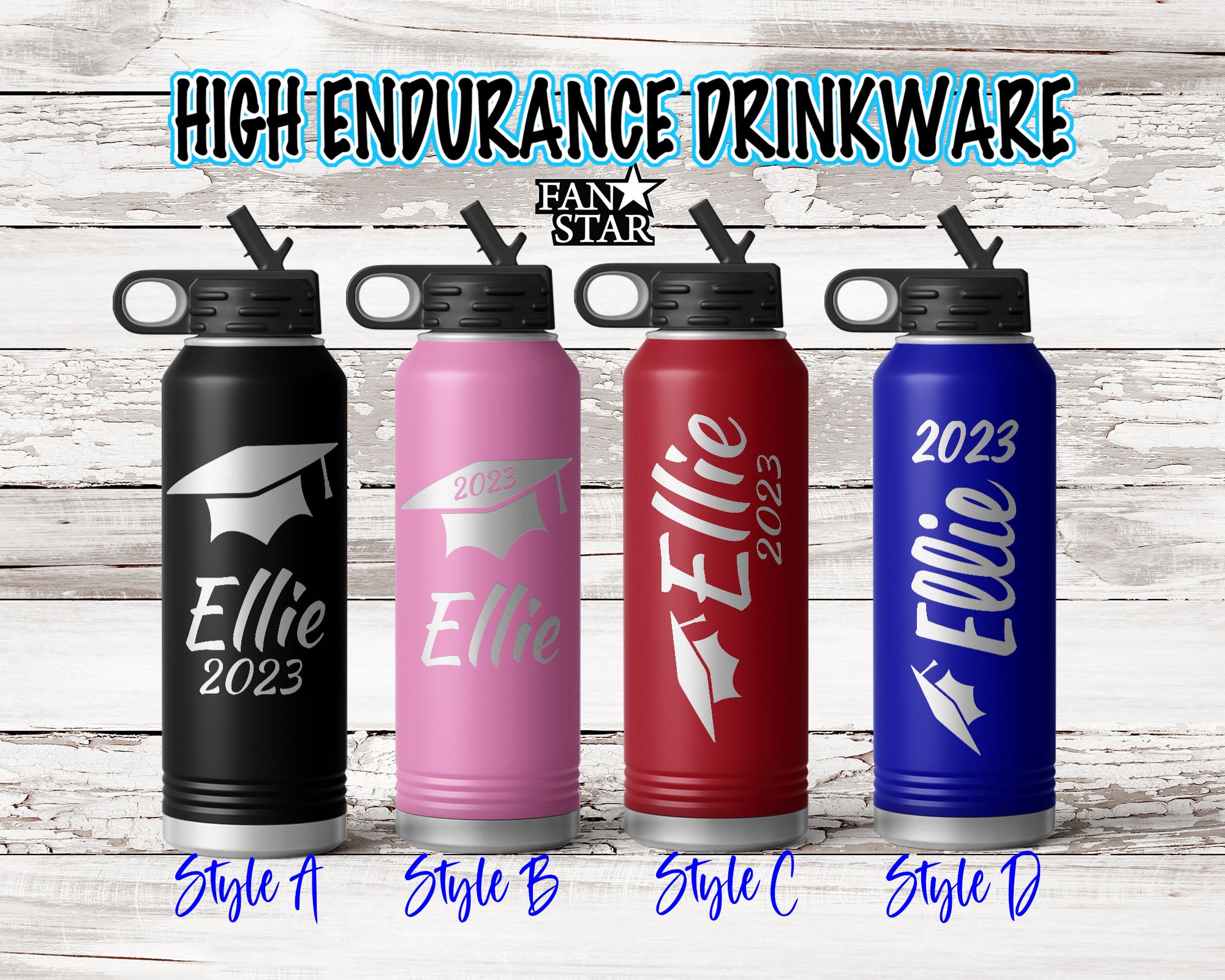 Engraved Graduation Stainless Steel Water Bottle, Choose Your Customizations