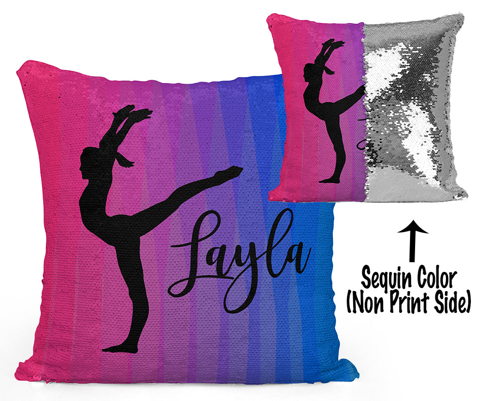 Custom Personalized GYMNAST Sequin Mermaid Flip Pillow