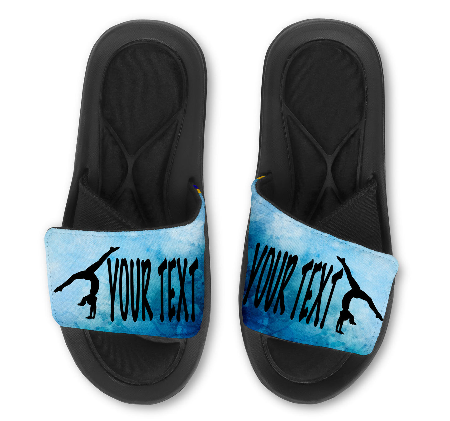 Gymnastics Custom Slides Sandals with Watercolor Background