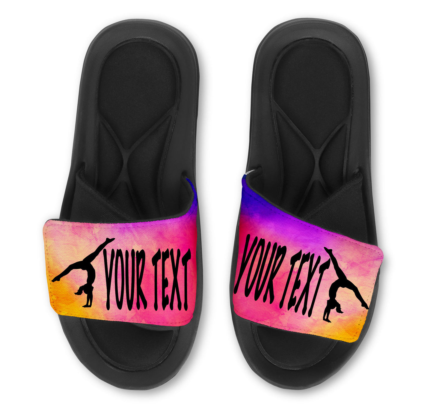 Gymnastics Custom Slides Sandals with Watercolor Background