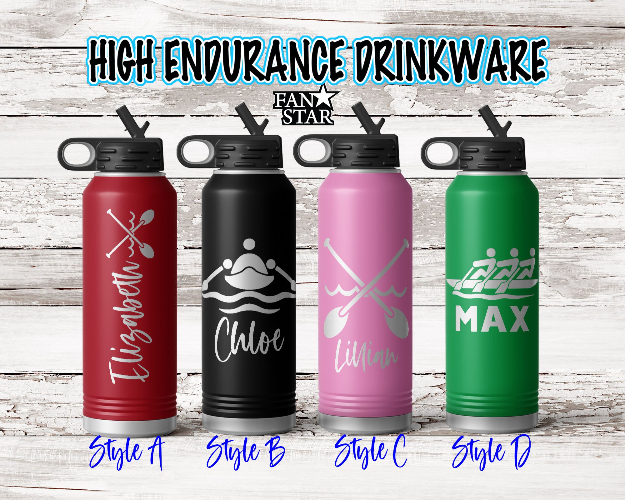 Engraved Crew Stainless Steel Water Bottle, Choose Your Customizations