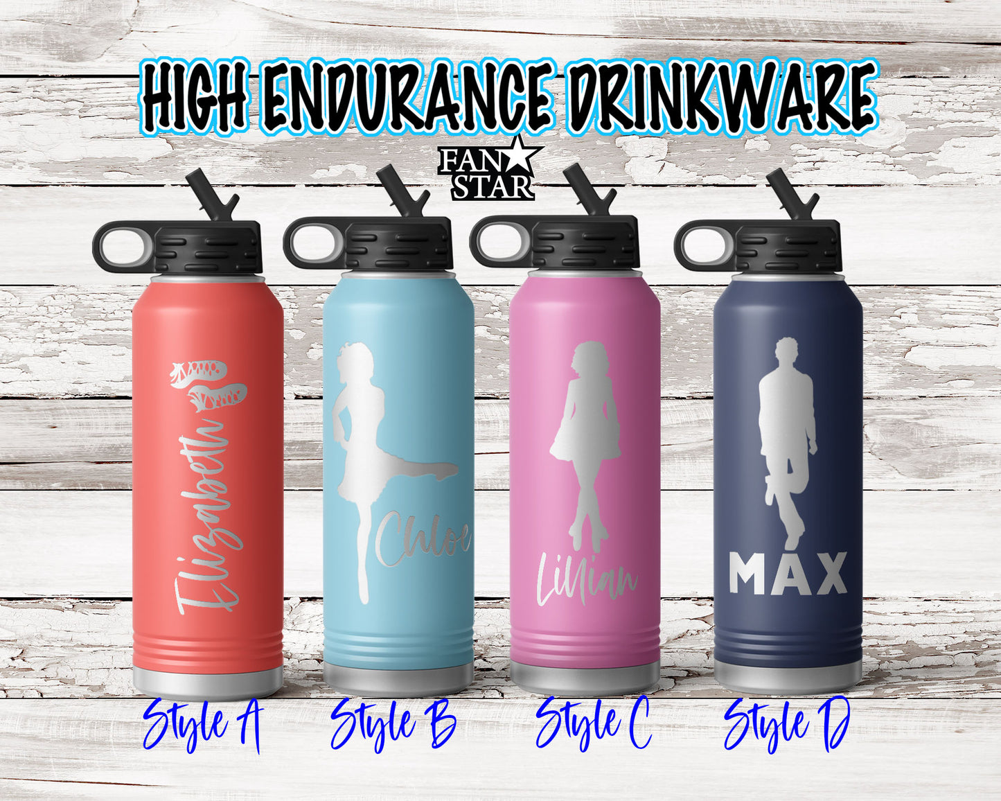 Engraved Irish Dance Stainless Steel Water Bottle, Choose Your Customizations
