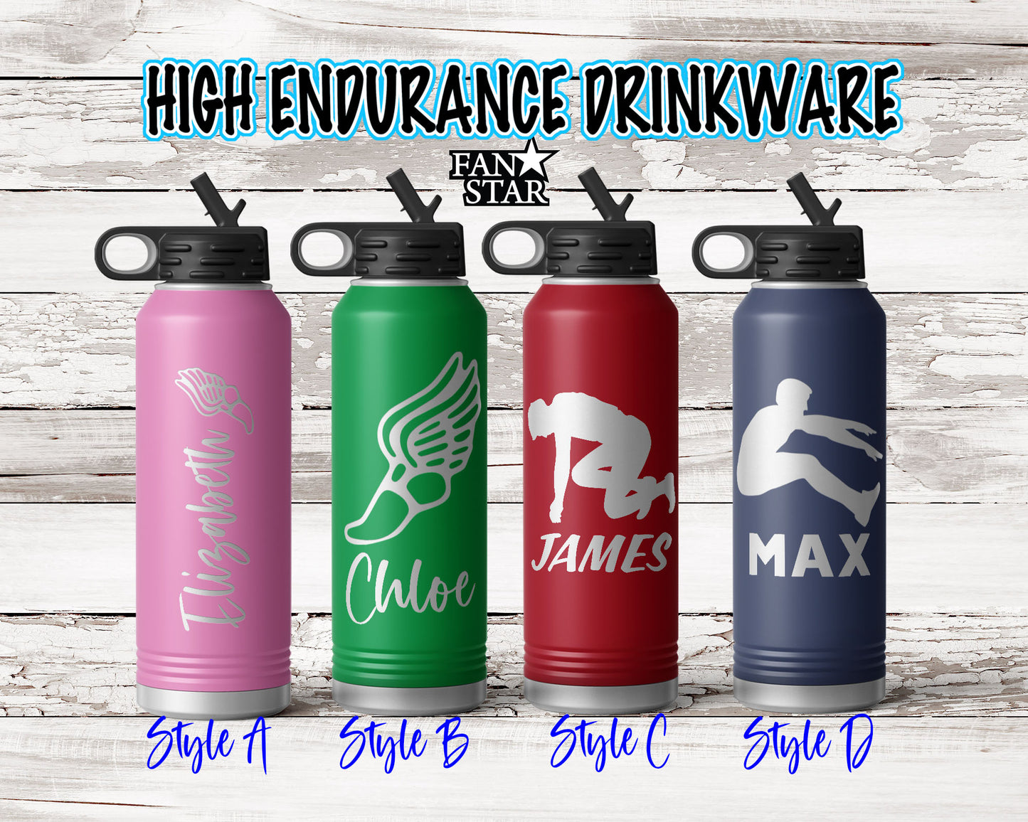 Engraved Track Stainless Steel Water Bottle, Choose Your Customizations