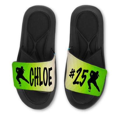 Hockey Abstract Custom Slides / Sandals - Choose your Background Color