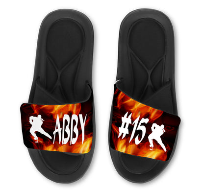Hockey Flames Slides - Customize with Your Name