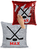 PERSONALIZED Hockey Sticks Sequin Mermaid Flip Pillow