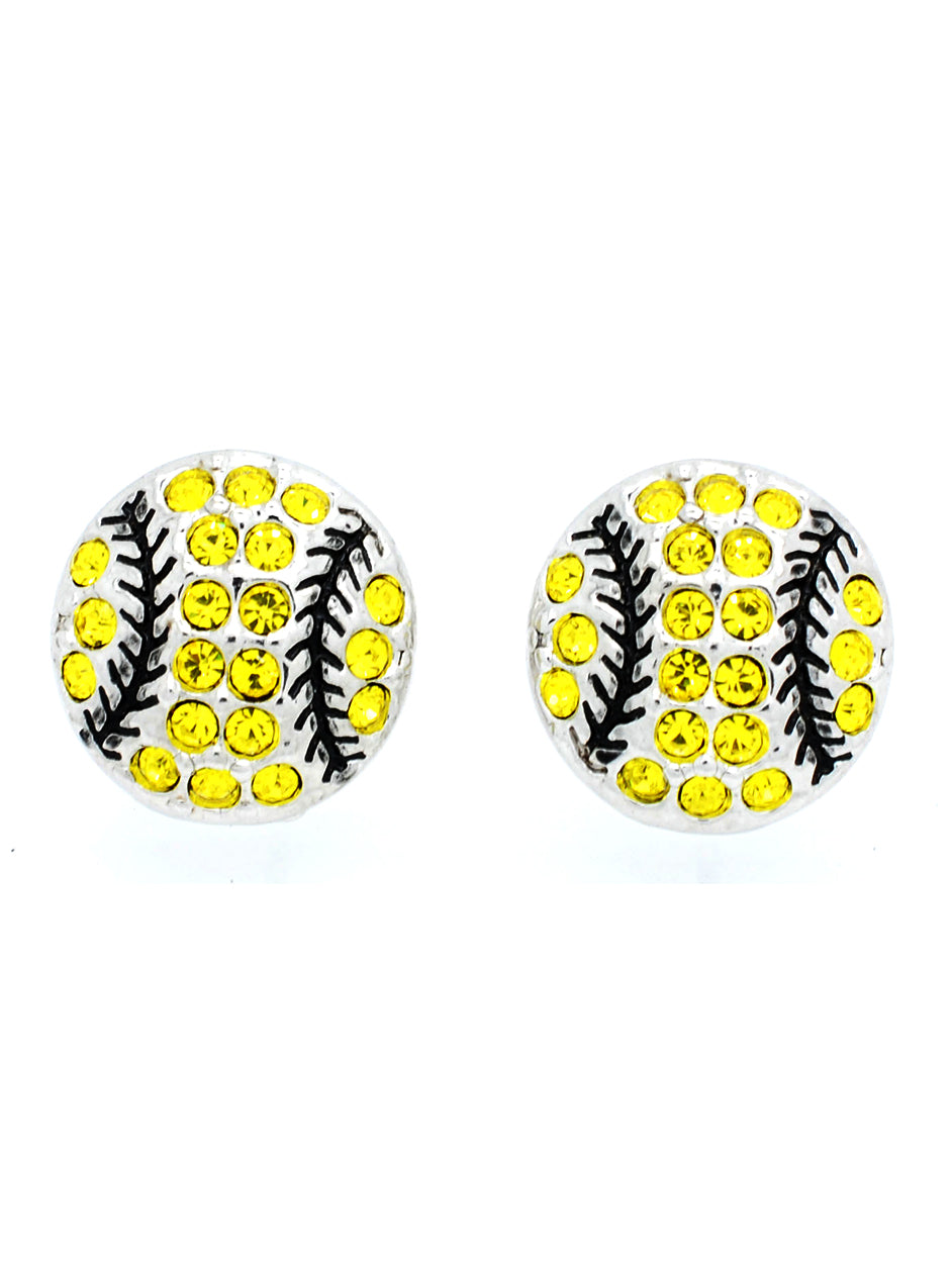 Baseball Softball Earrings POST or DANGLE - Yellow