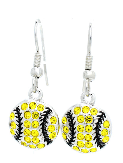 Baseball Softball Earrings POST or DANGLE - Yellow