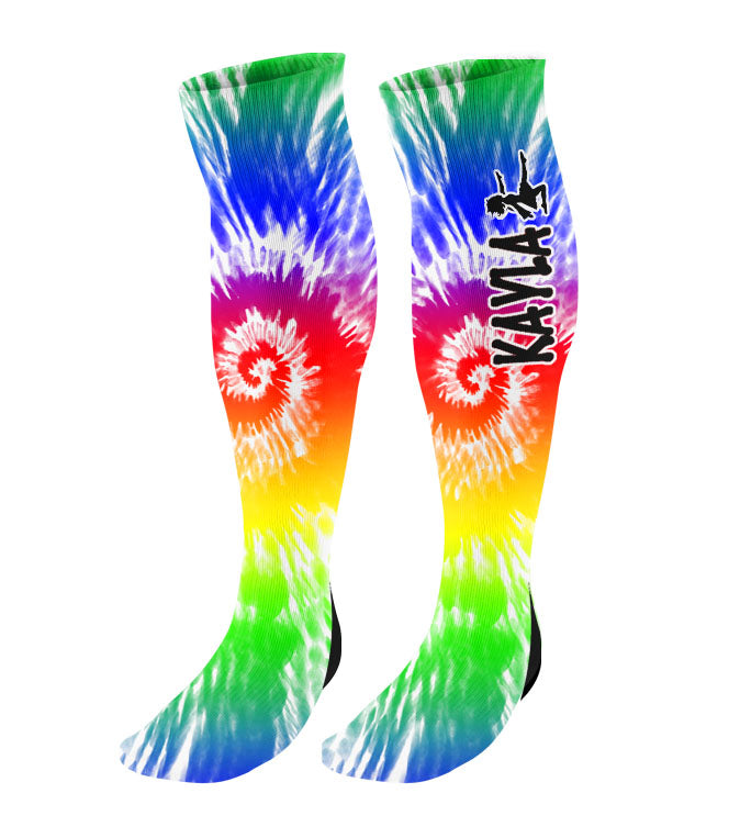 Personalized Baton Twirling Knee High Socks - Tie Dye Background