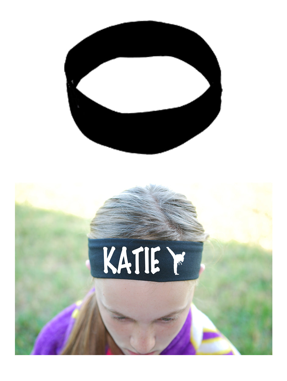 Custom Karate Tae Kwon Do Cotton Headband - Flat (Non Sparkle) Letters!