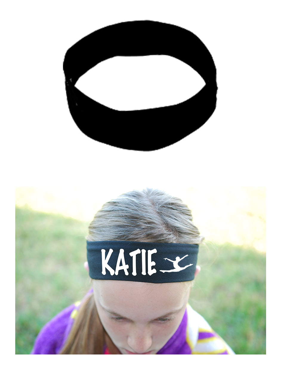 Custom GYMNAST Leaping Cotton Headband - Flat (Non Sparkle) Letters!