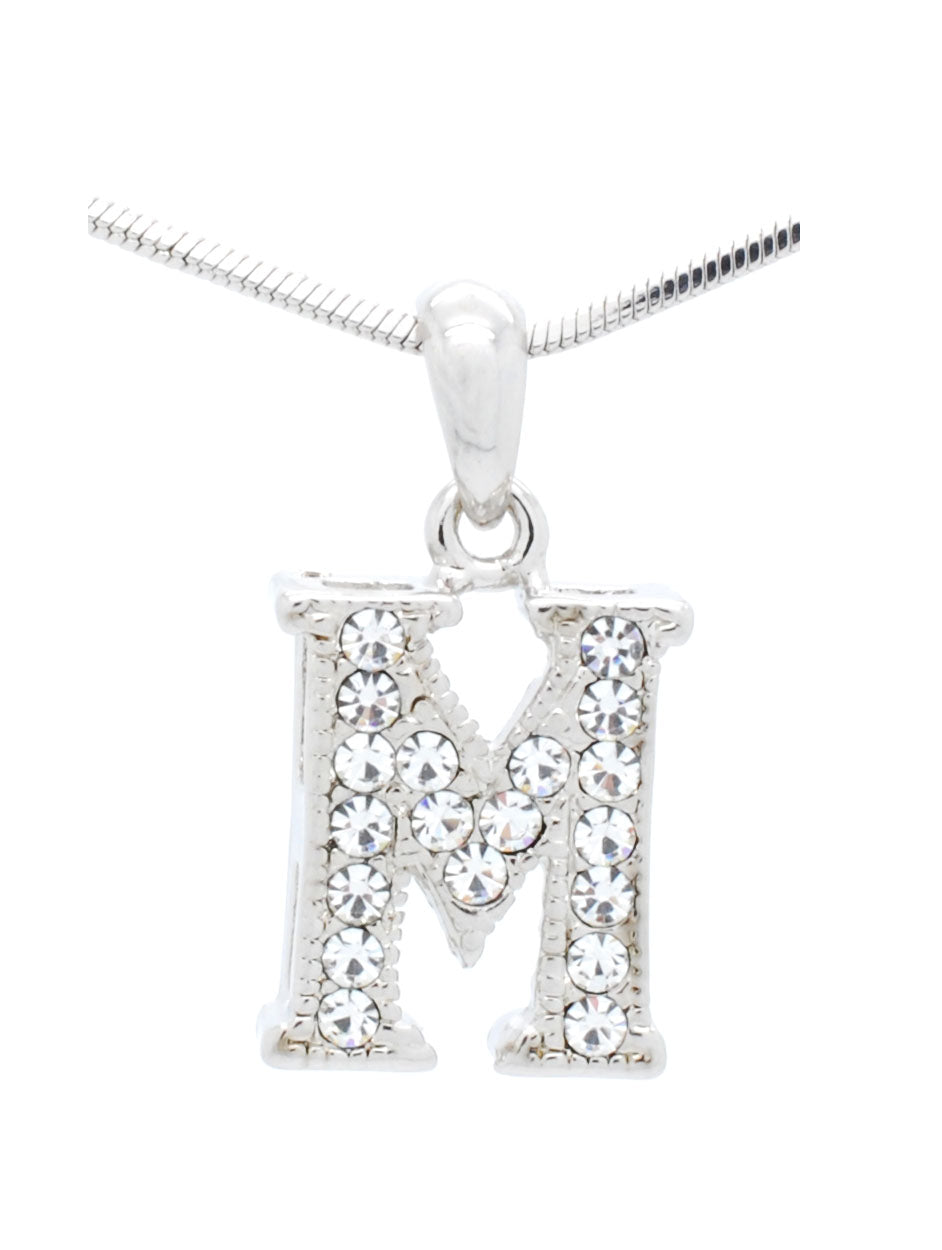 Silver Initial V Adorned with White Crystal