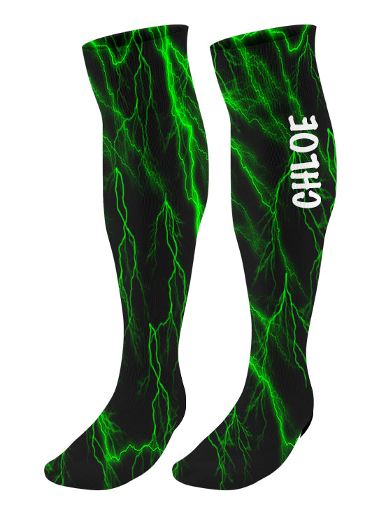 Personalized Lightning Knee High Socks - Choose Your Colors!