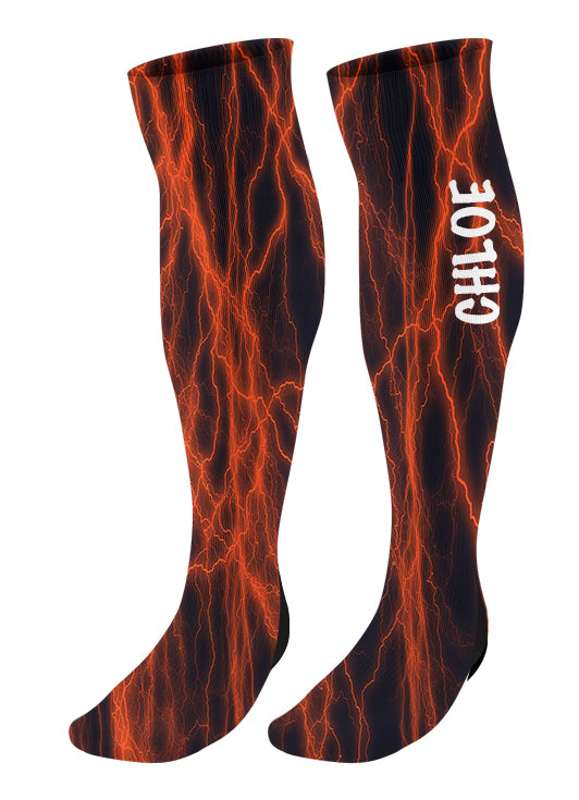 Personalized Lightning Knee High Socks - Choose Your Colors!