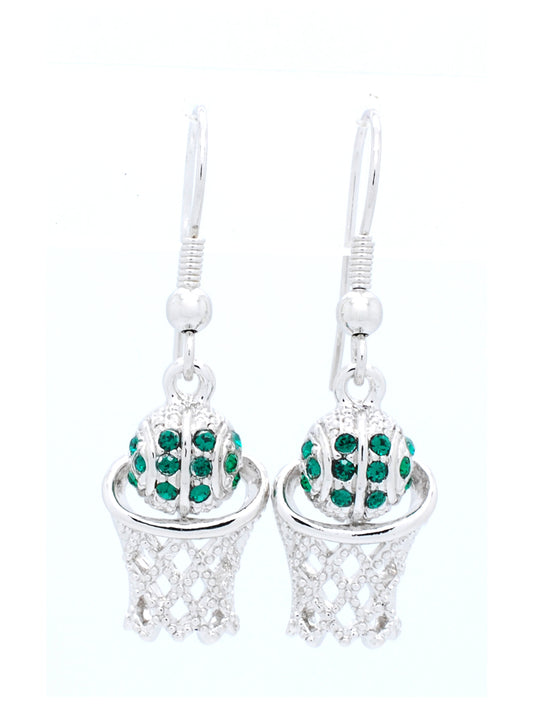 Basketball Hoop Earrings DANGLE - Green