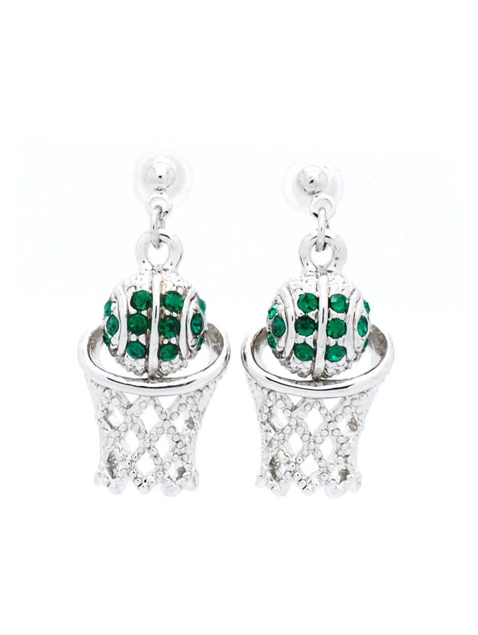 Basketball Hoop Earrings POST - Green
