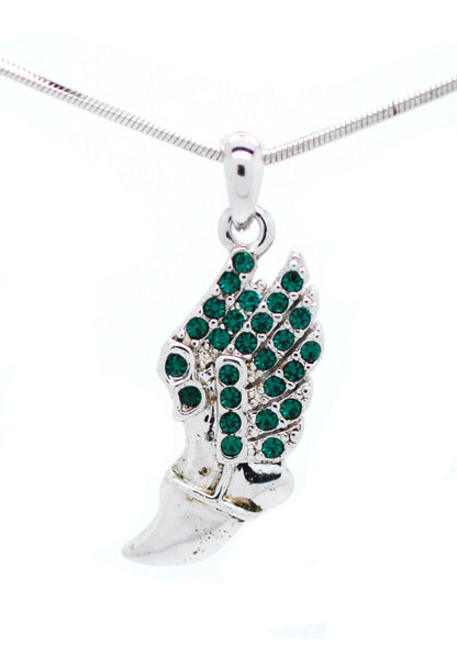 Winged Foot Necklace - Medium Size Track Necklace With Crystal Pendant