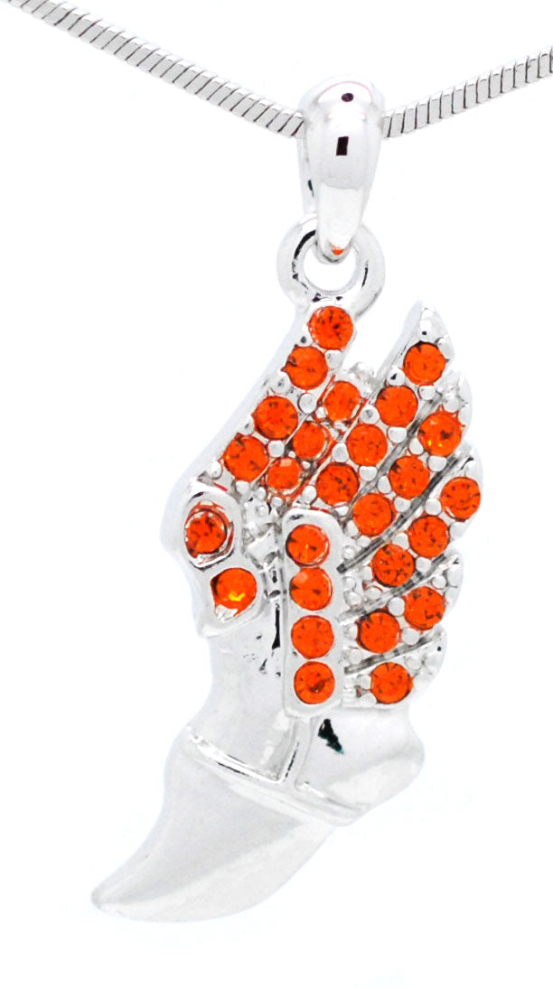 Winged Foot Necklace - Medium Size Track Necklace With Crystal Pendant