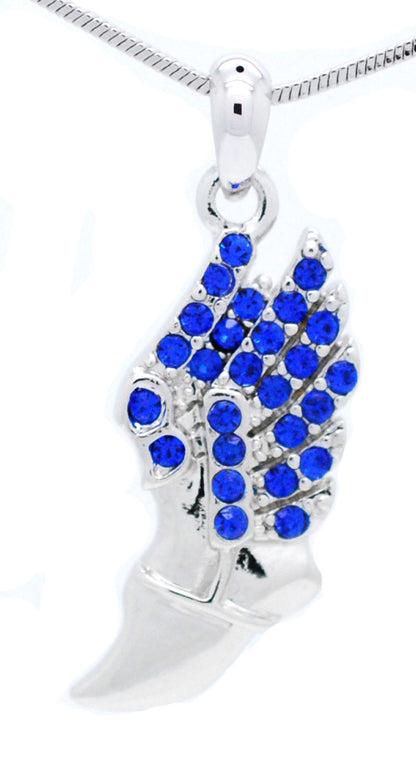 Winged Foot Necklace - Medium Size Track Necklace With Crystal Pendant