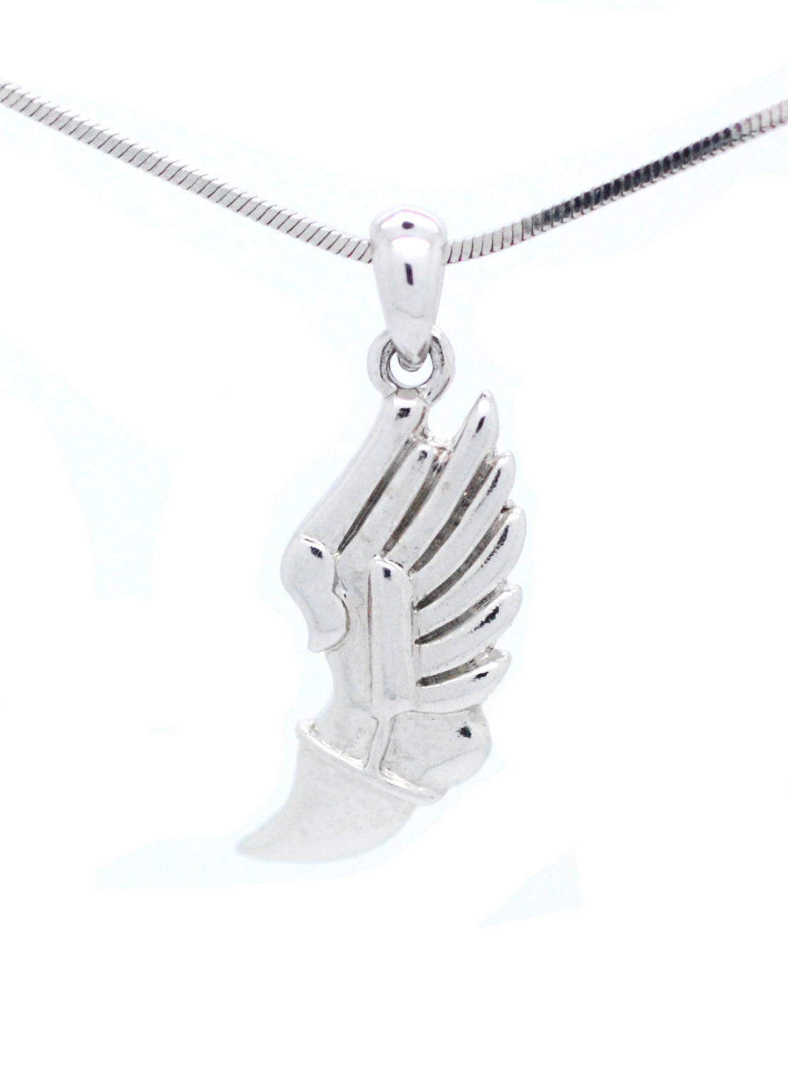 Winged Foot Necklace - Medium Size Track Necklace With Crystal Pendant