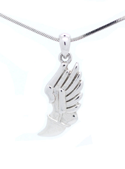 Winged Foot Necklace - Medium Size Track Necklace With Crystal Pendant
