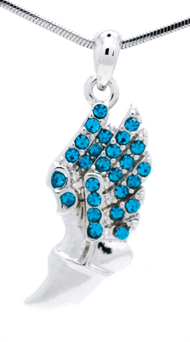 Winged Foot Necklace - Medium Size Track Necklace With Crystal Pendant