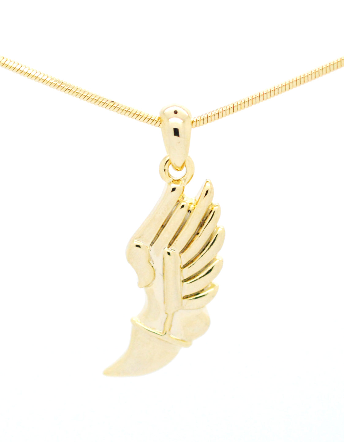 Winged Foot Necklace - Medium Size Track Necklace With Crystal Pendant