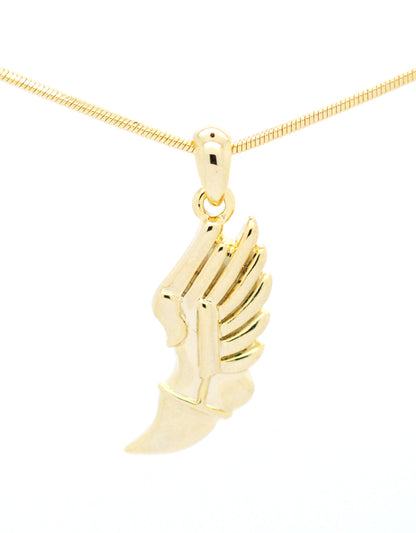 Winged Foot Necklace - Medium Size Track Necklace With Crystal Pendant